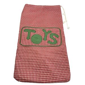 Vintage USA Craft Quilted "Toys" Sack Betsy Koons Americana 20"x36" Red Checked